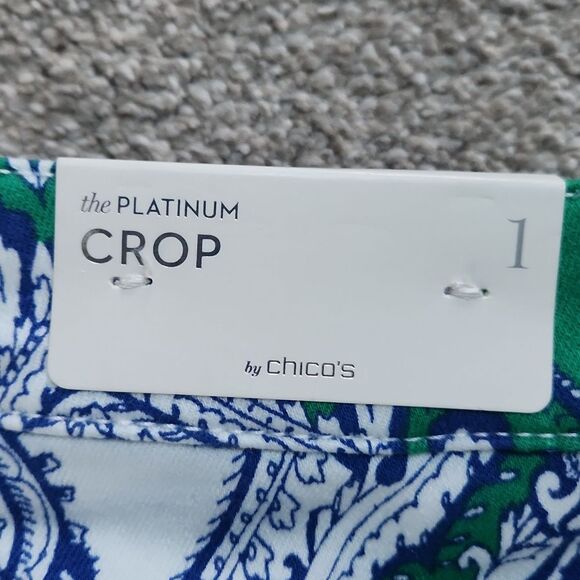 Chico's The Platinum Crop Mykonos Scarf Crop Pants Size 1 US 8 NWT - Picture 6 of 9